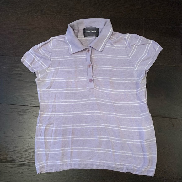 Reformation Lilac Linen Polo Shirt - Picture 2 of 7
